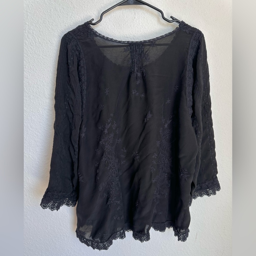 Johnny Was Embroidered Crochet-Trim floral Tunic Dress XL bohemian - Picture 8 of 13